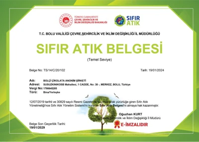 Sıfır Atık Belgesi belgesi